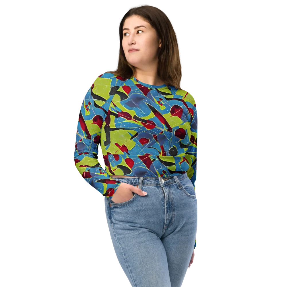 Neon Shatter on Long Sleeve Crop Top — Front