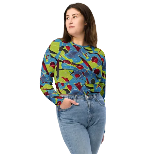 Neon Shatter on a Long Sleeve Crop Top