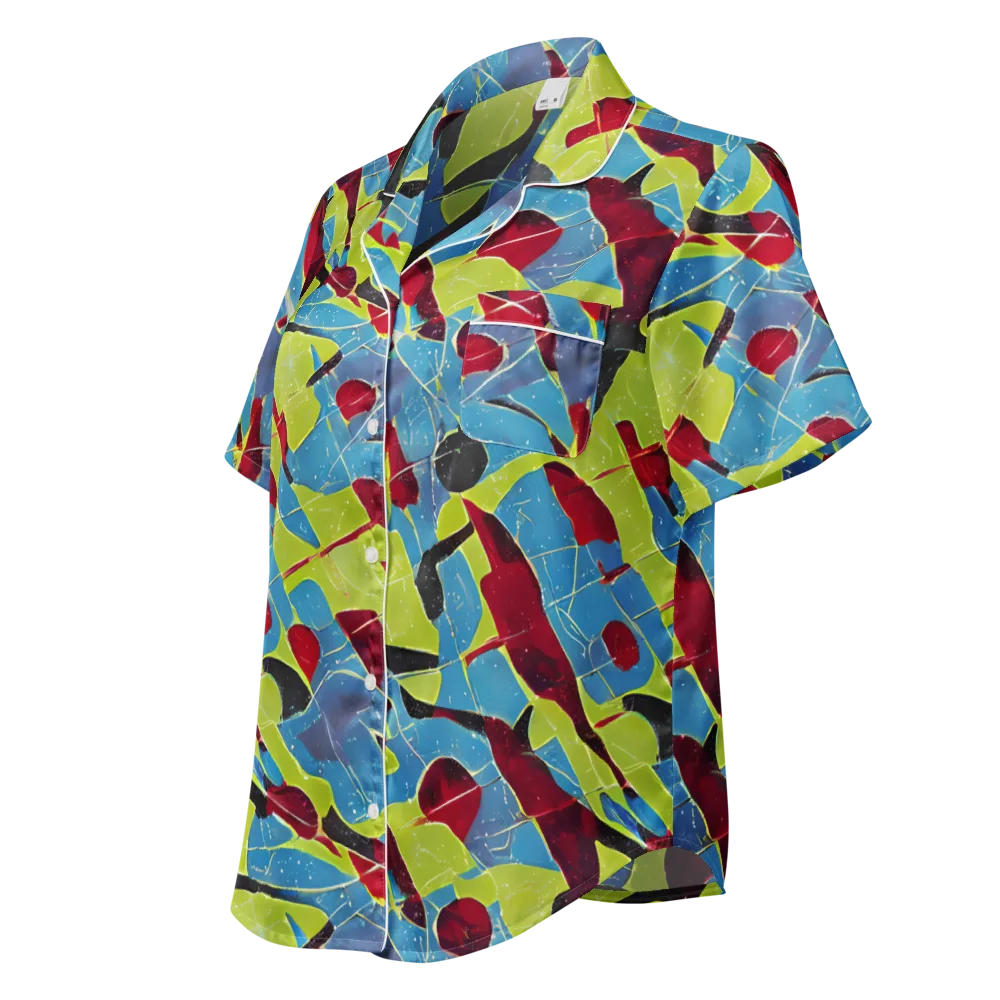 Neon Shatter on Women's Short Sleeve Pajama Top — Left Front