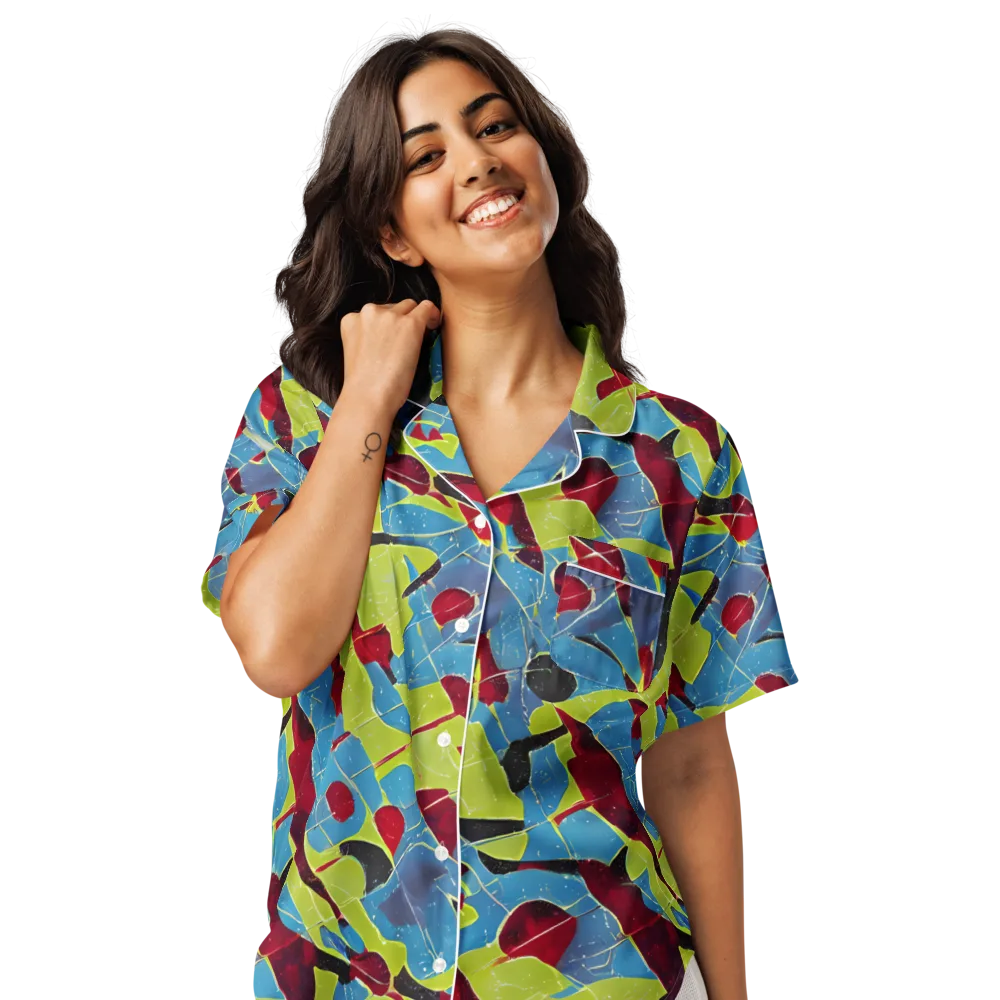 Neon Shatter on Women's Short Sleeve Pajama Top — Front
