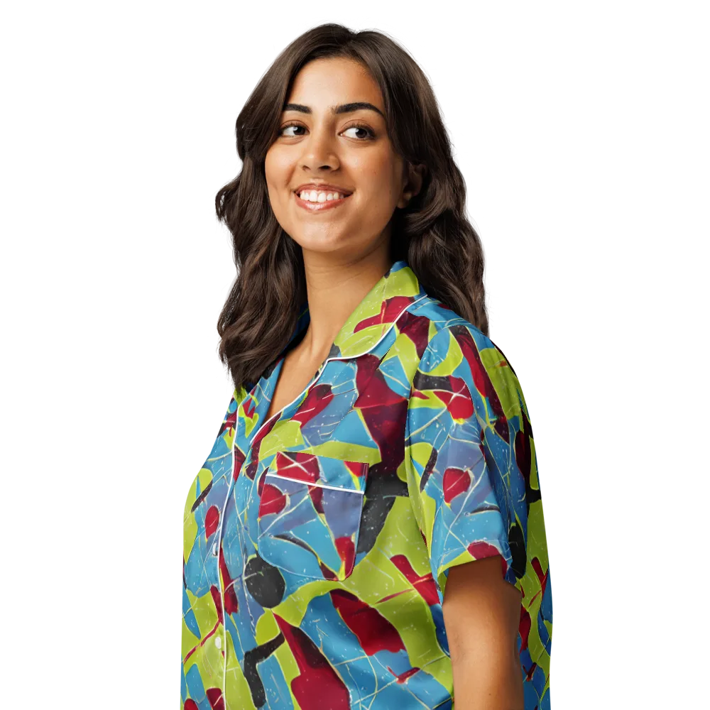 Neon Shatter on Women's Short Sleeve Pajama Top — Left Front