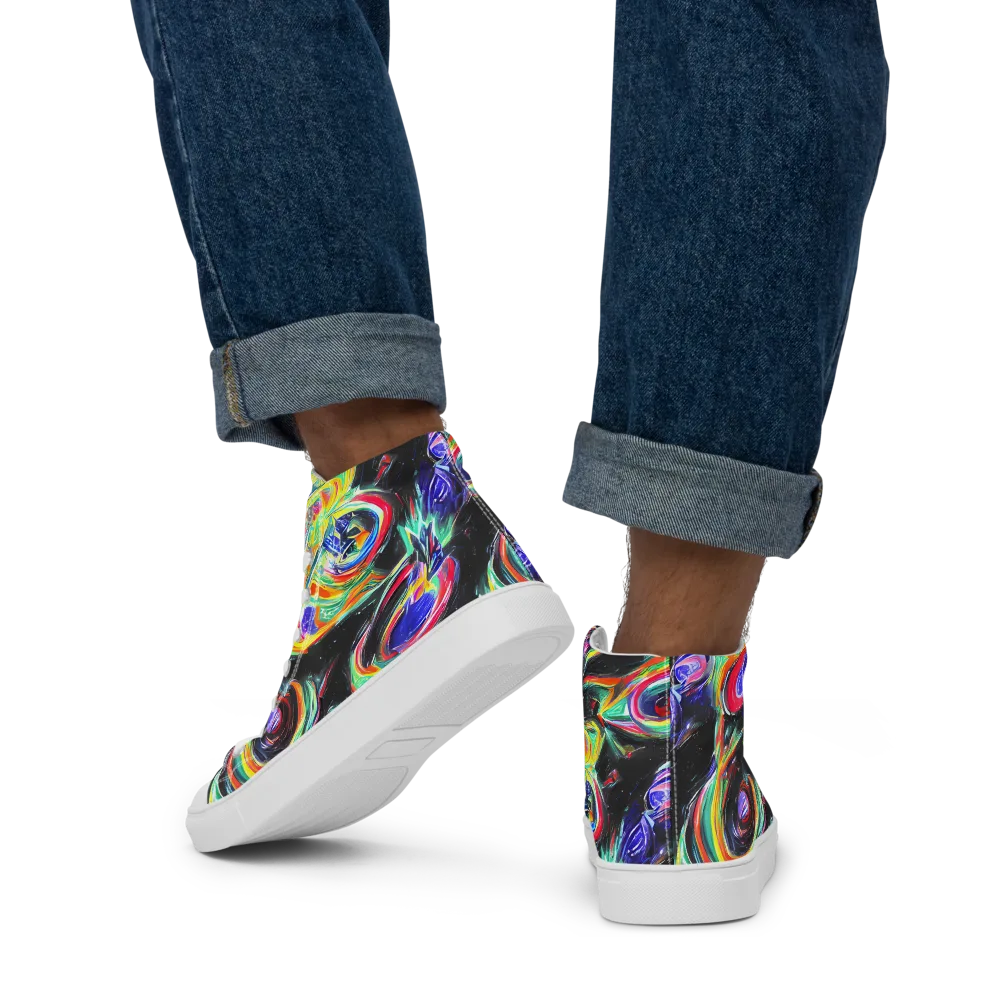 Afterdark Aura on Men's High Top Canvas Shoes — Back