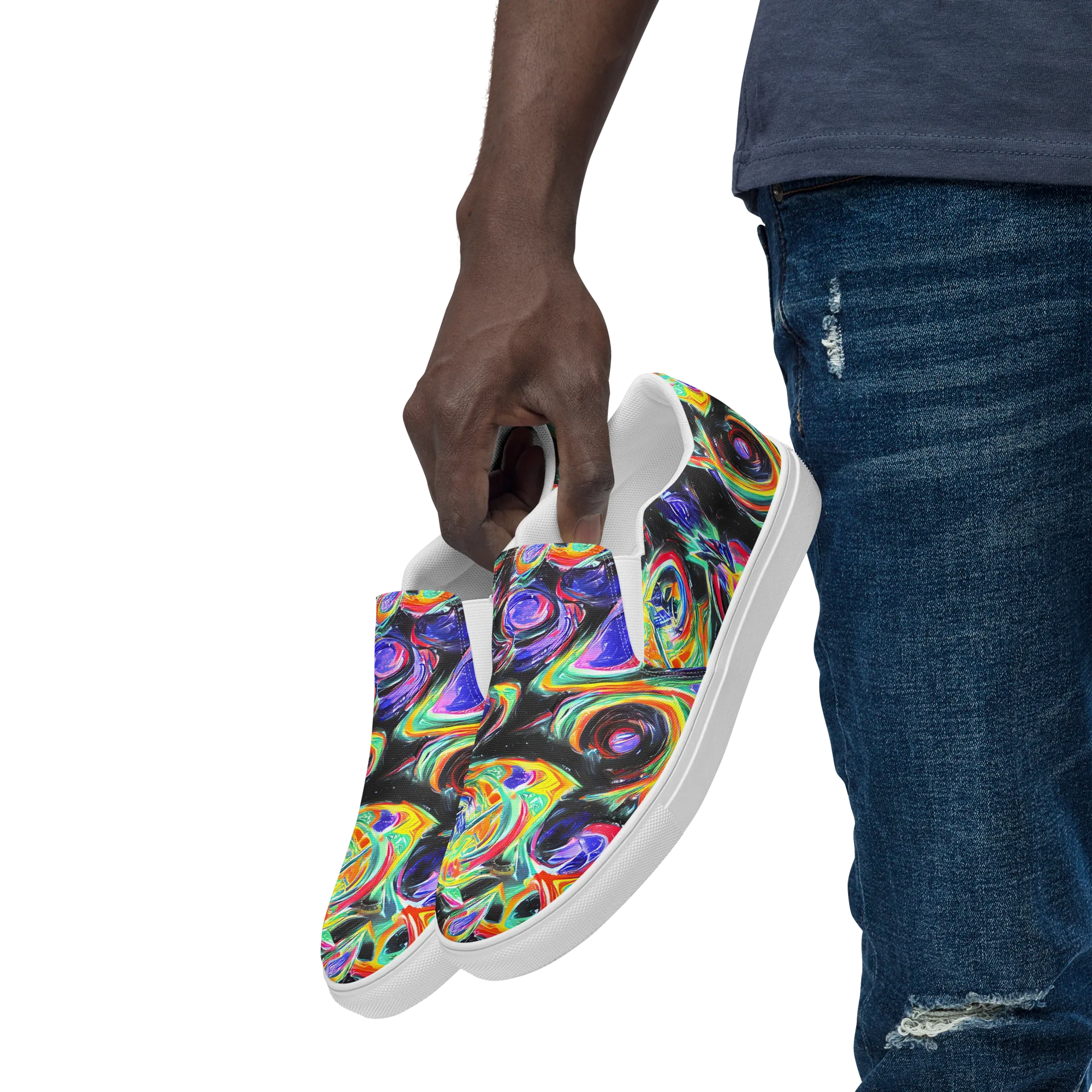 Afterdark Aura on Men's Slip-On Canvas Shoes — Left Front