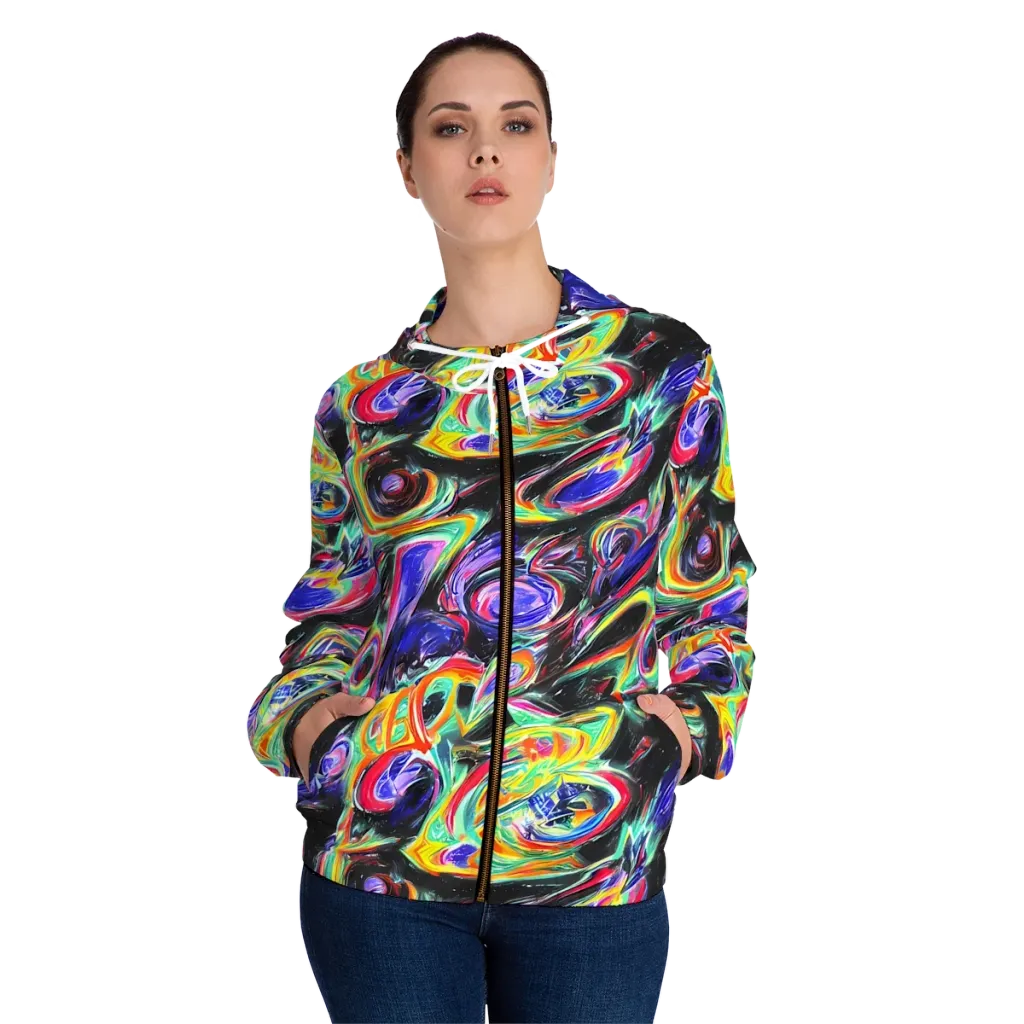 Afterdark Aura on Women's Full-Zip Hoodie — Front On Person