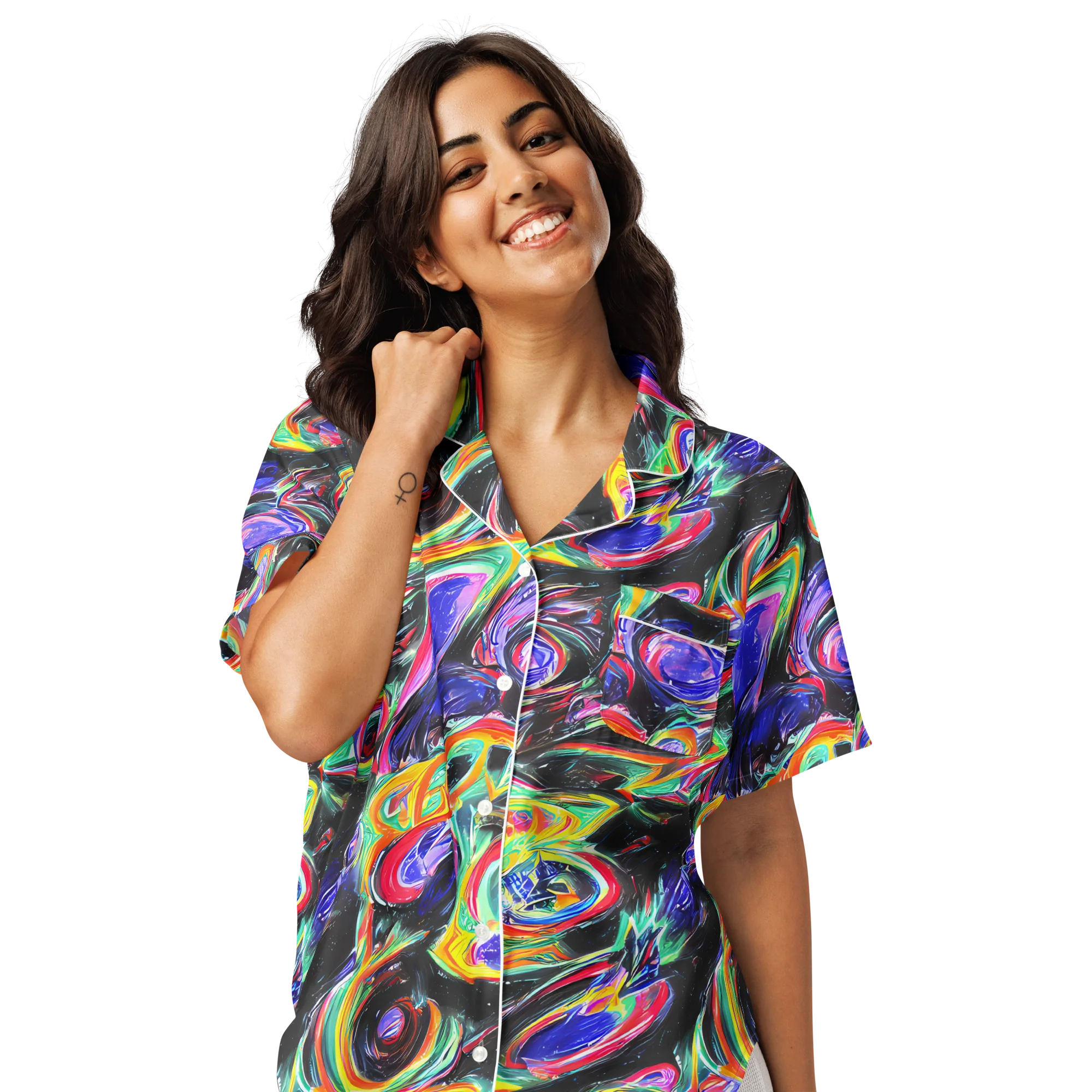 Afterdark Aura on Women's Short Sleeve Pajama Top — Front