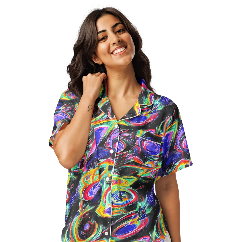 Afterdark Aura on Women's Short Sleeve Pajama Top — Front