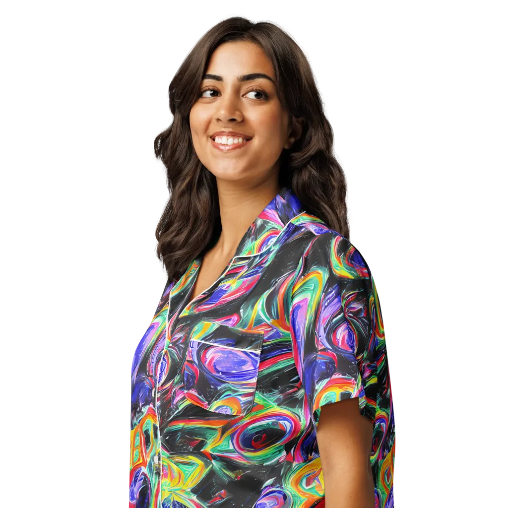Afterdark Aura on Women's Short Sleeve Pajama Top — Left Front