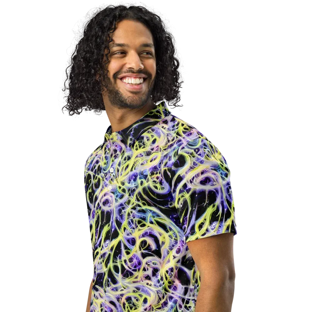 Galactic Liquefaction on Men's Slim Fit Polo Shirt — Left Front