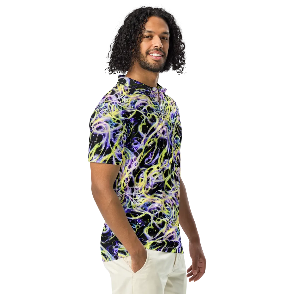 Galactic Liquefaction on Men's Slim Fit Polo Shirt — Right Front