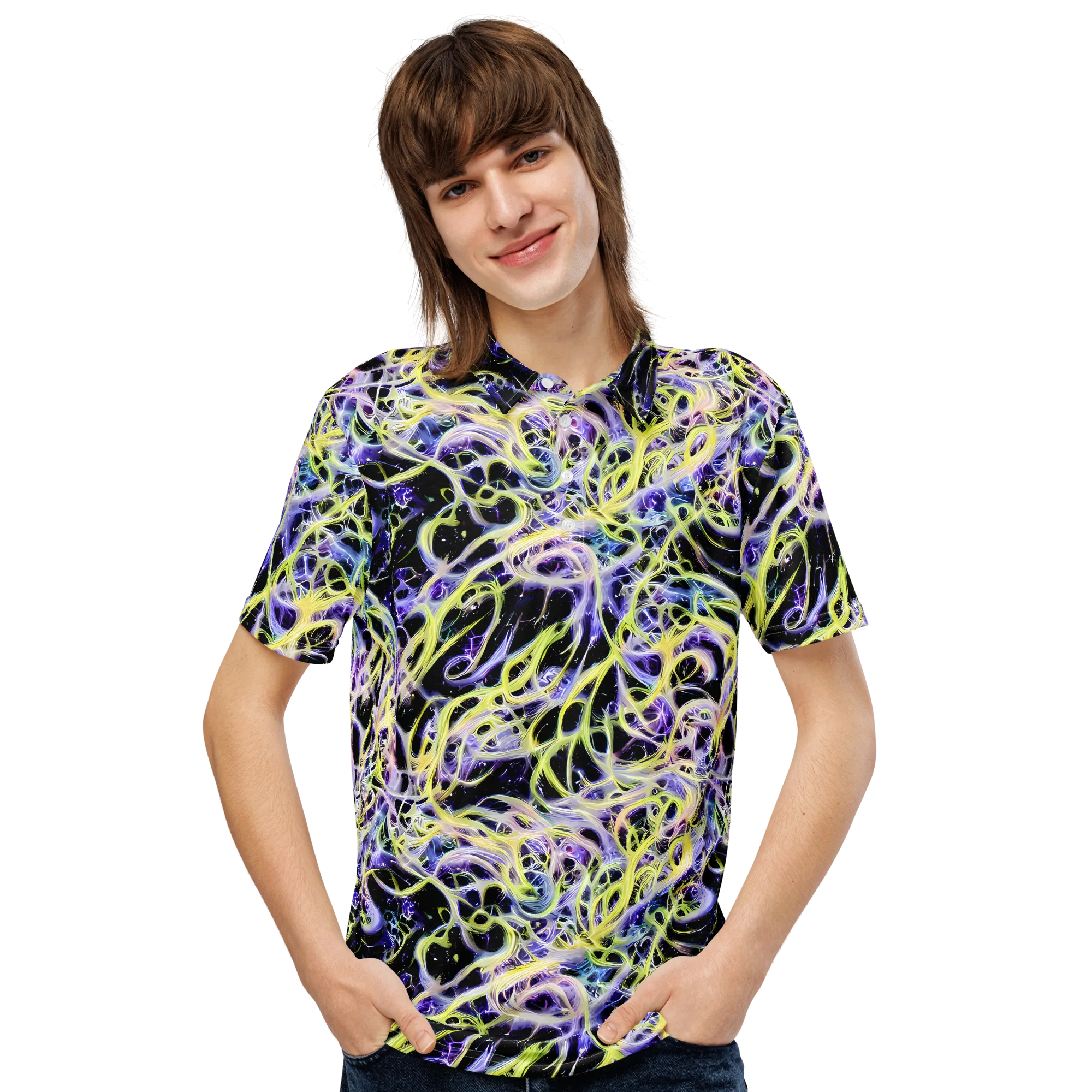 Galactic Liquefaction on Men's Slim Fit Polo Shirt — Front