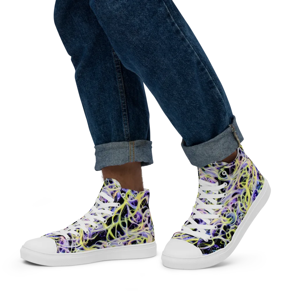 Galactic Liquefaction on Men's High Top Canvas Shoes — Left