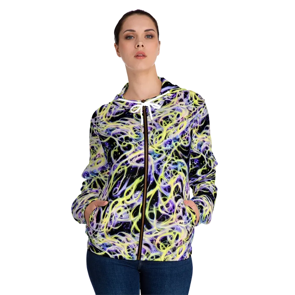 Galactic Liquefaction on Women's Full-Zip Hoodie — Front On Person