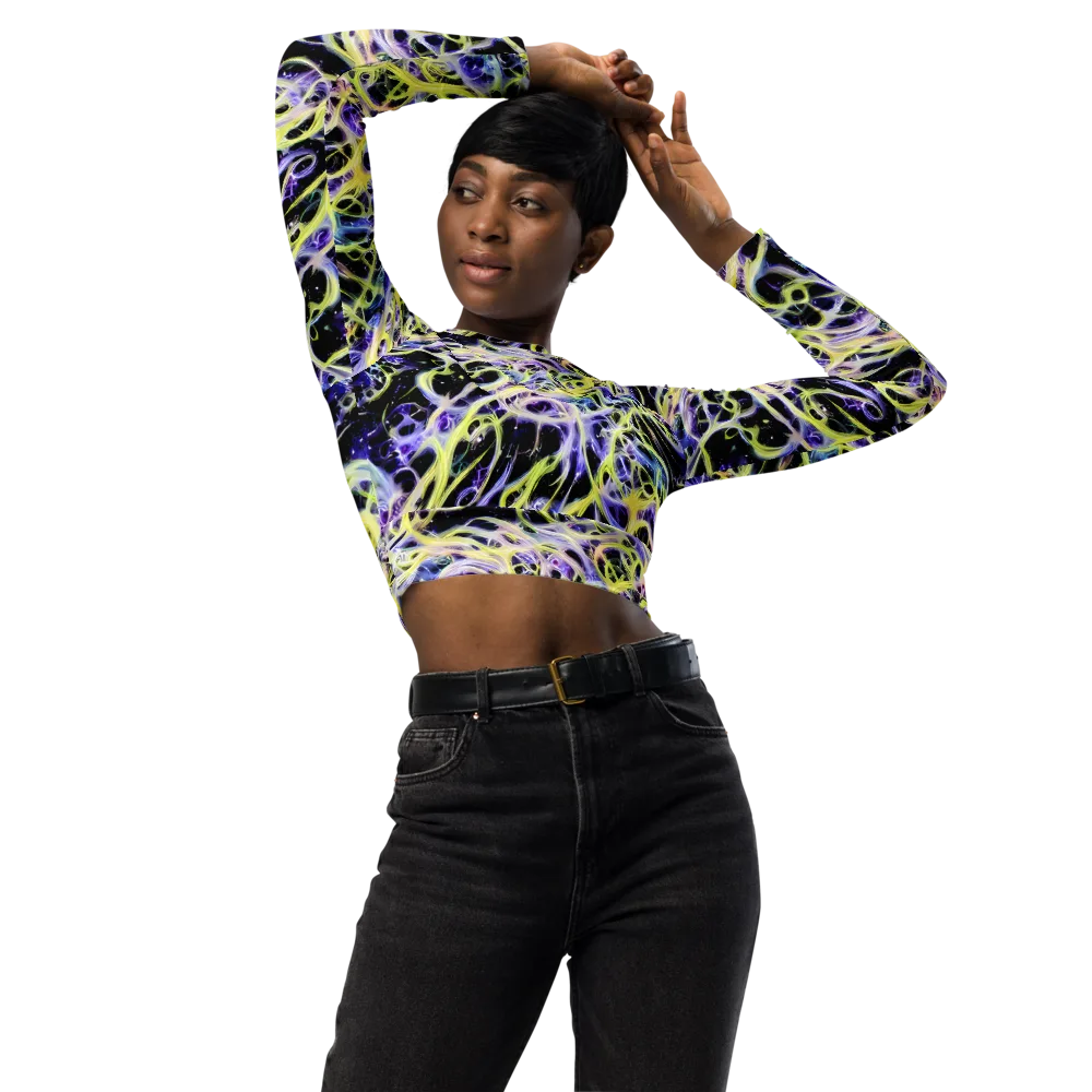 Galactic Liquefaction on Long Sleeve Crop Top — Front