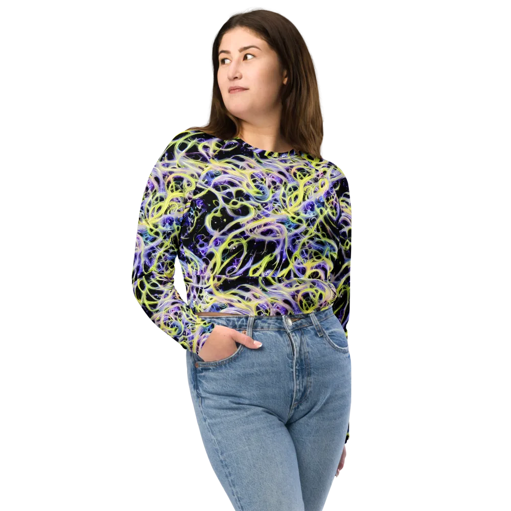 Galactic Liquefaction on Long Sleeve Crop Top — Front
