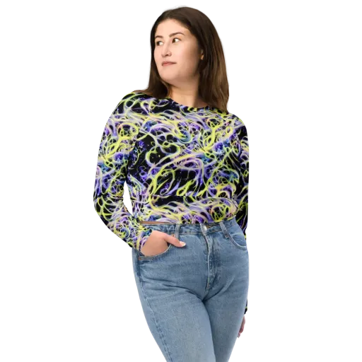 Galactic Liquefaction on a Long Sleeve Crop Top