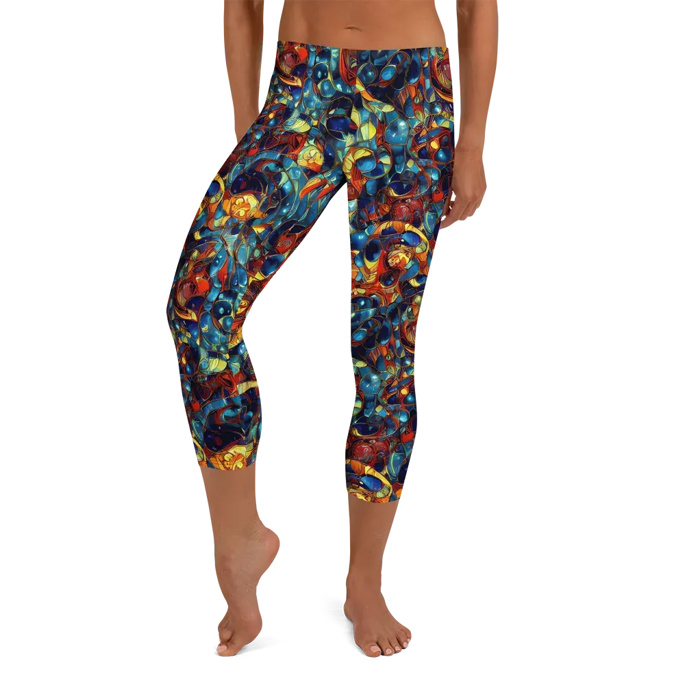Sapphire Frenzy on Capri Leggings — Front