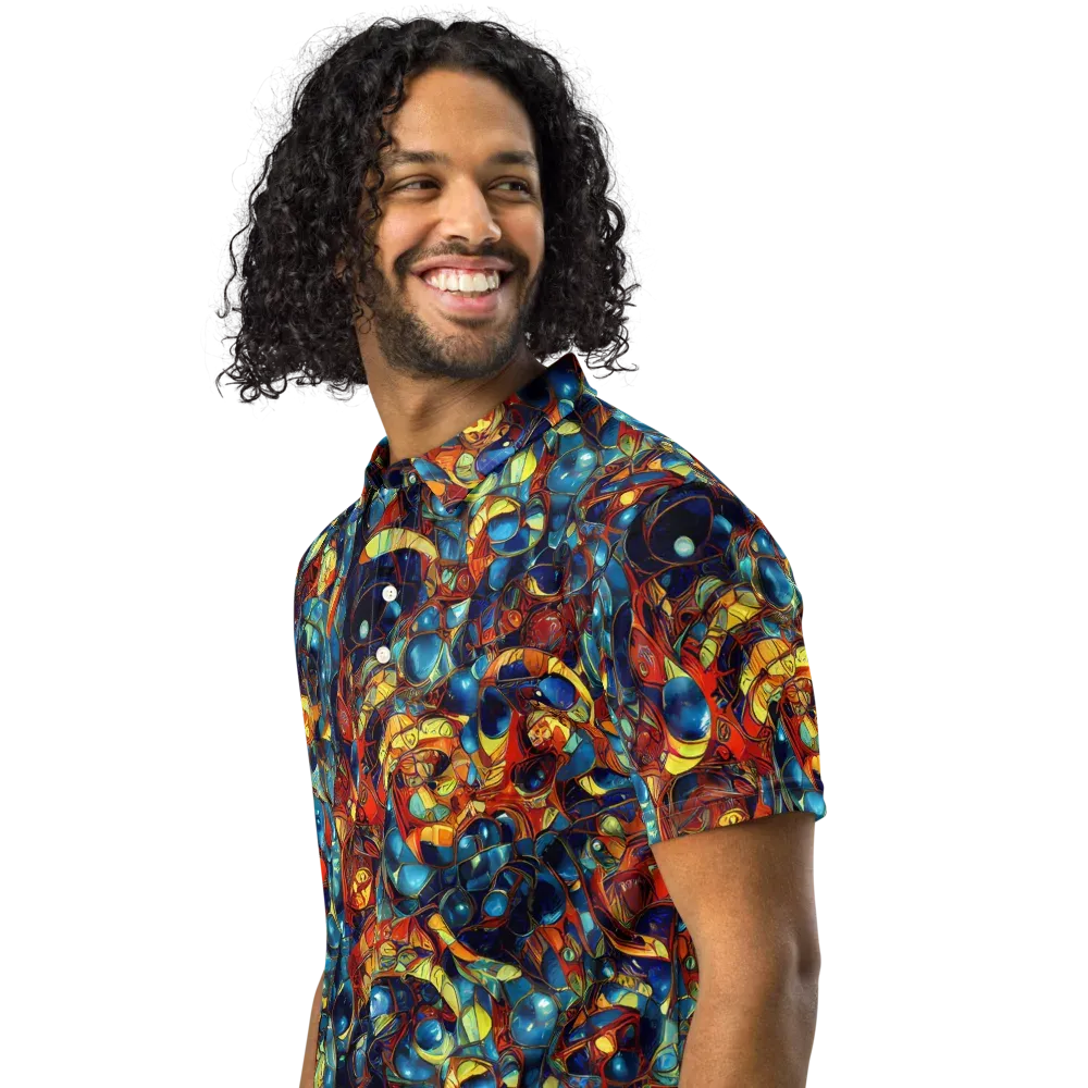 Sapphire Frenzy on Men's Slim Fit Polo Shirt — Left Front