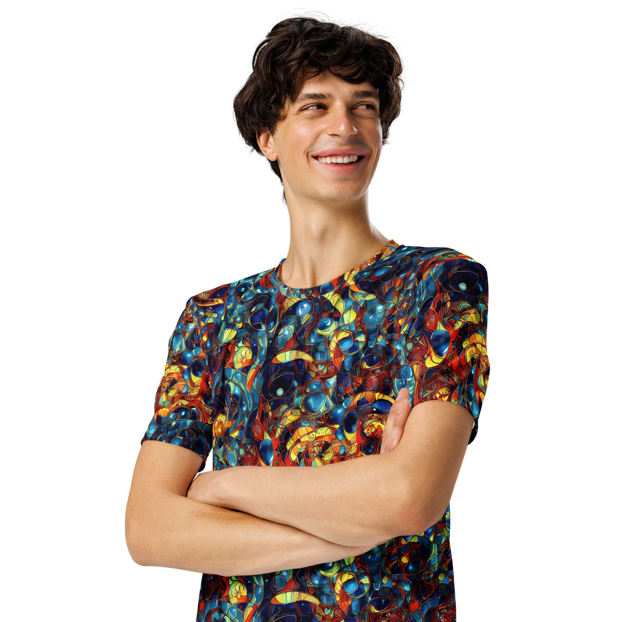 Sapphire Frenzy on Men's Crew Neck T-Shirt — Left Front