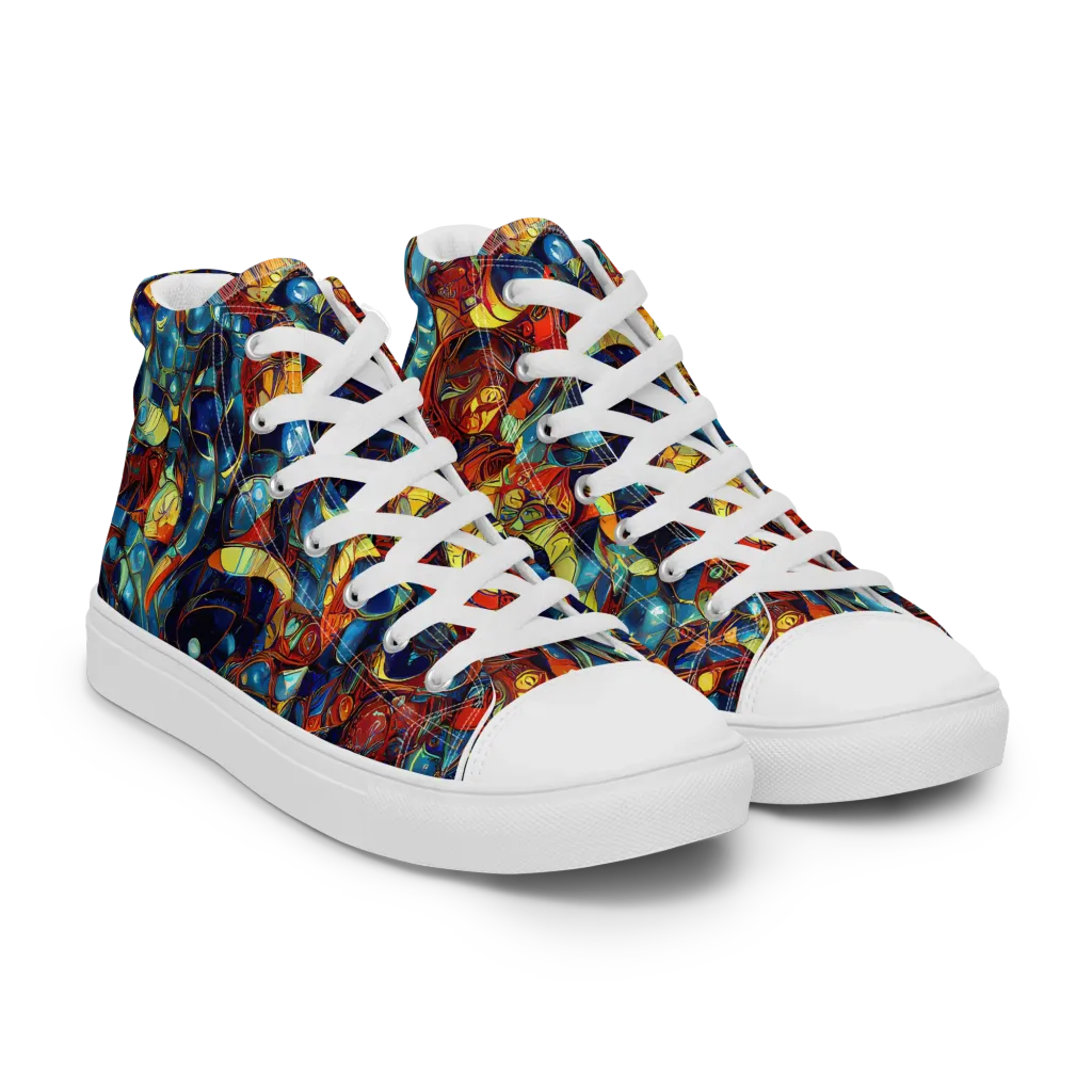 Sapphire Frenzy on Men's High Top Canvas Shoes — Right Front