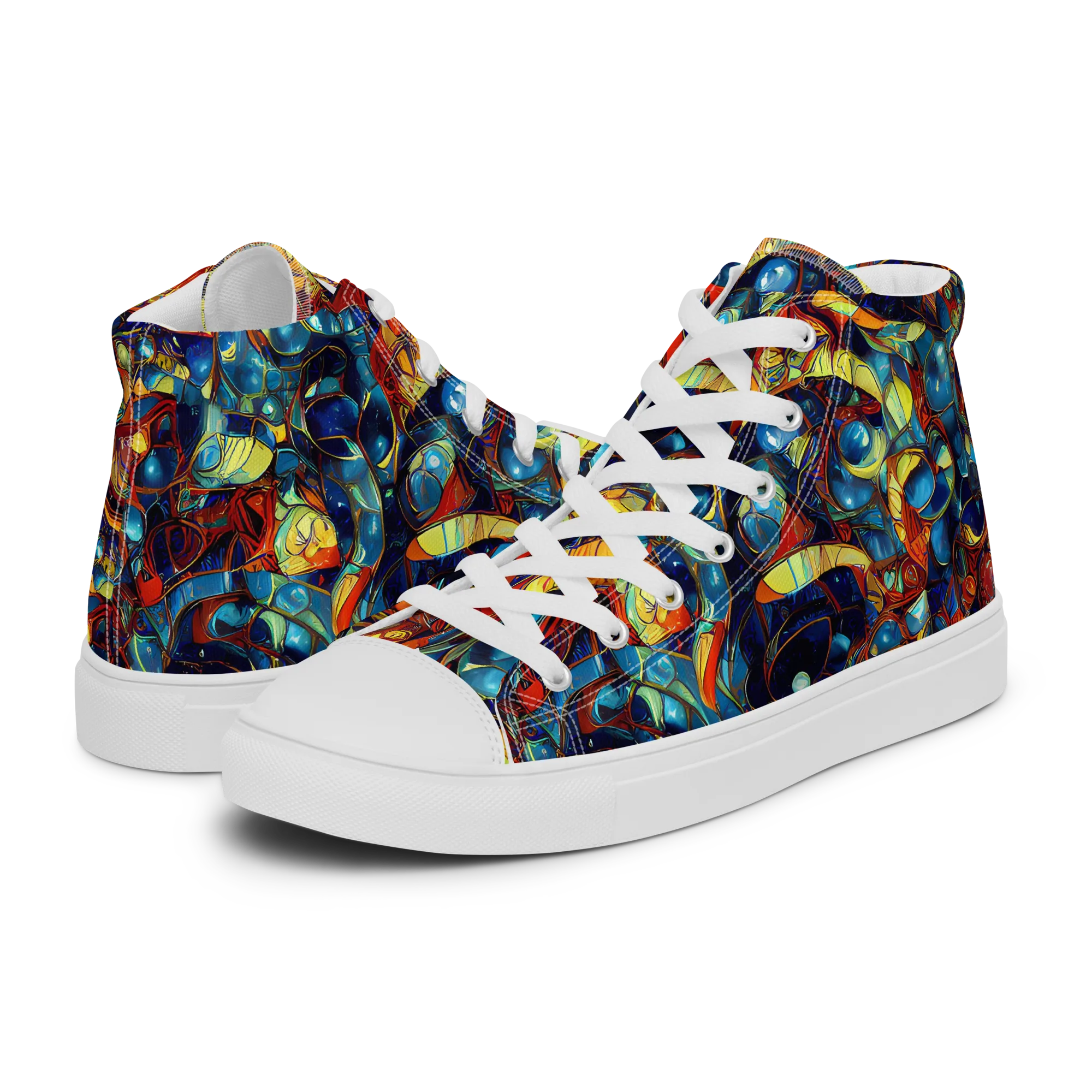 Sapphire Frenzy on Men's High Top Canvas Shoes — Left