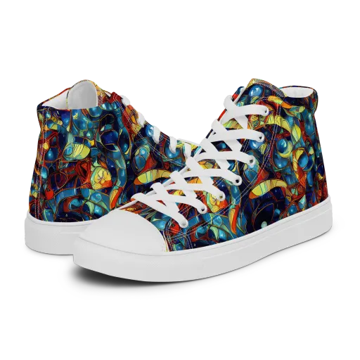Sapphire Frenzy on a Men's High Top Canvas Shoes