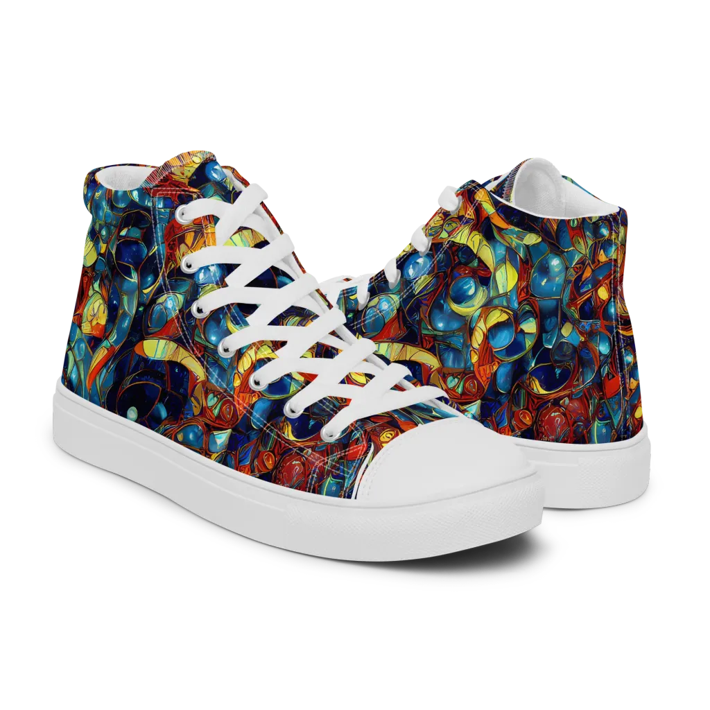 Sapphire Frenzy on Men's High Top Canvas Shoes — Right