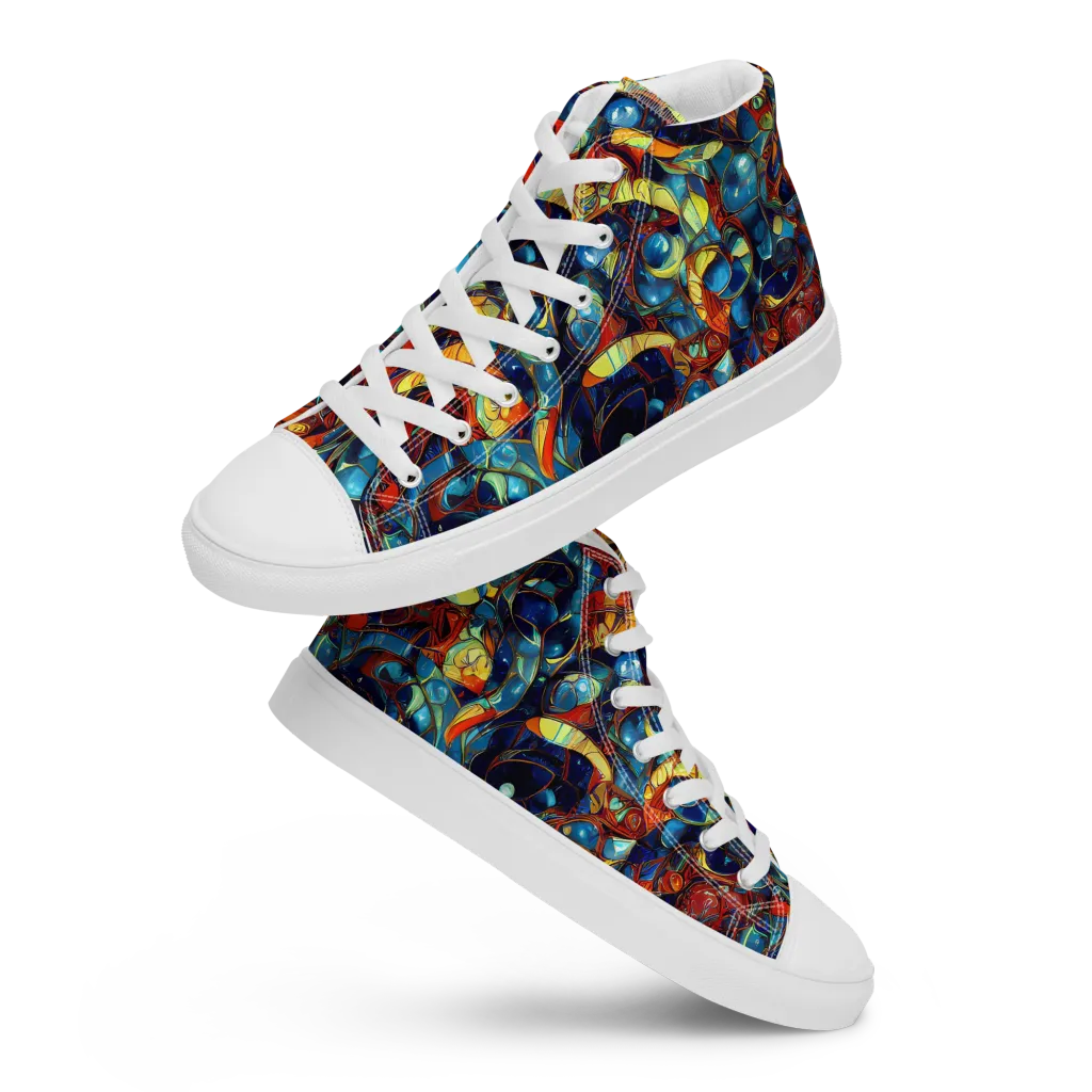 Sapphire Frenzy on Men's High Top Canvas Shoes — Front