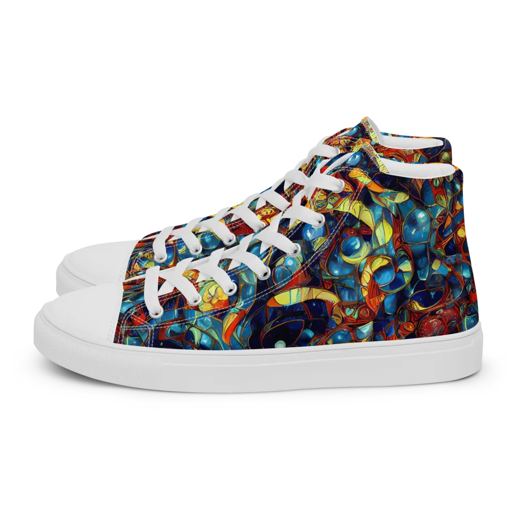 Sapphire Frenzy on Women's High Top Canvas Shoes — Left