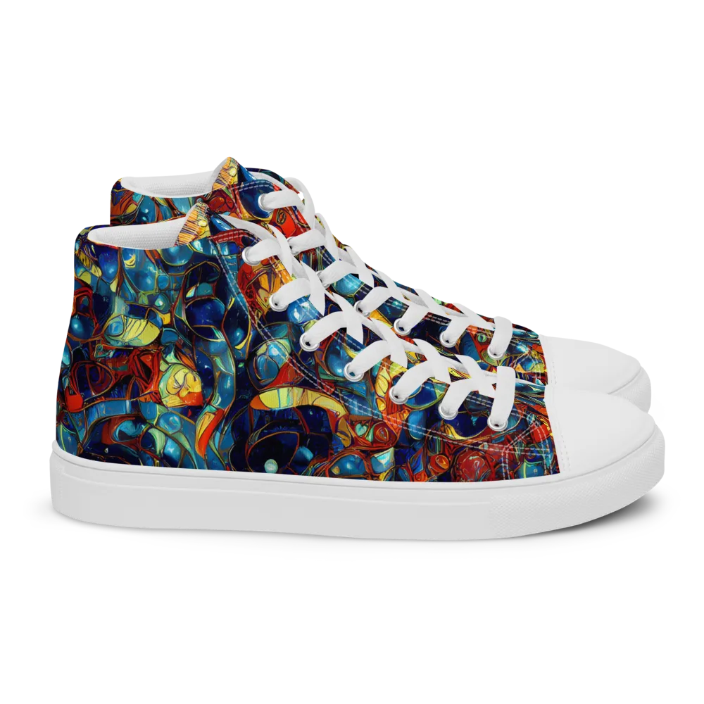 Sapphire Frenzy on Women's High Top Canvas Shoes — Right