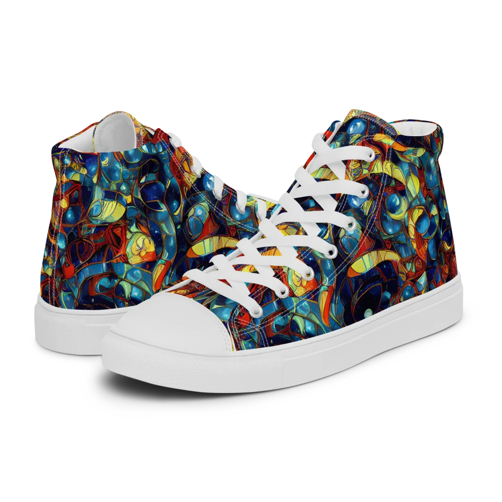 Sapphire Frenzy on Women's High Top Canvas Shoes — Left