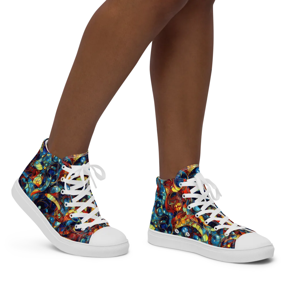 Sapphire Frenzy on Women's High Top Canvas Shoes — Right