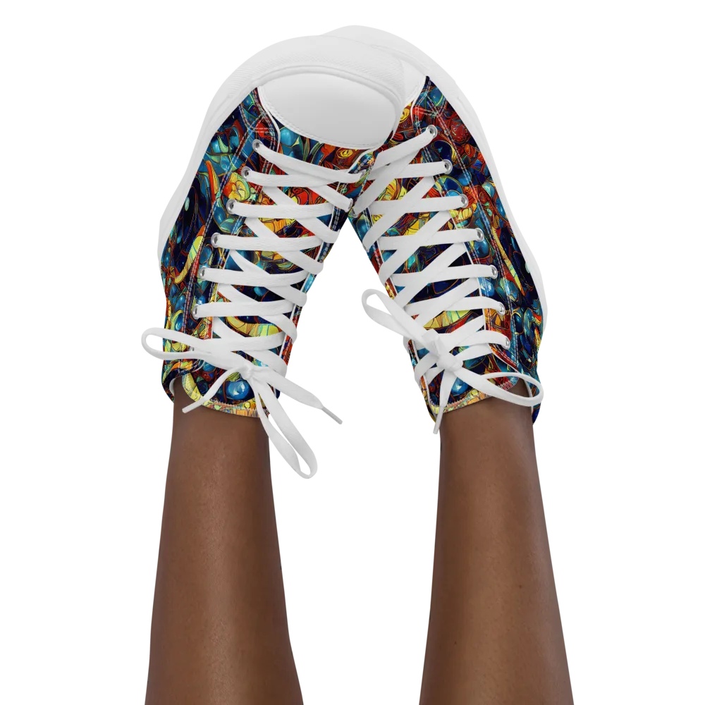 Sapphire Frenzy on Women's High Top Canvas Shoes — Front