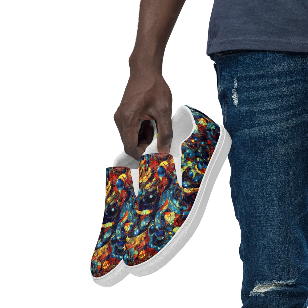 Sapphire Frenzy on Men's Slip-On Canvas Shoes — Left Front