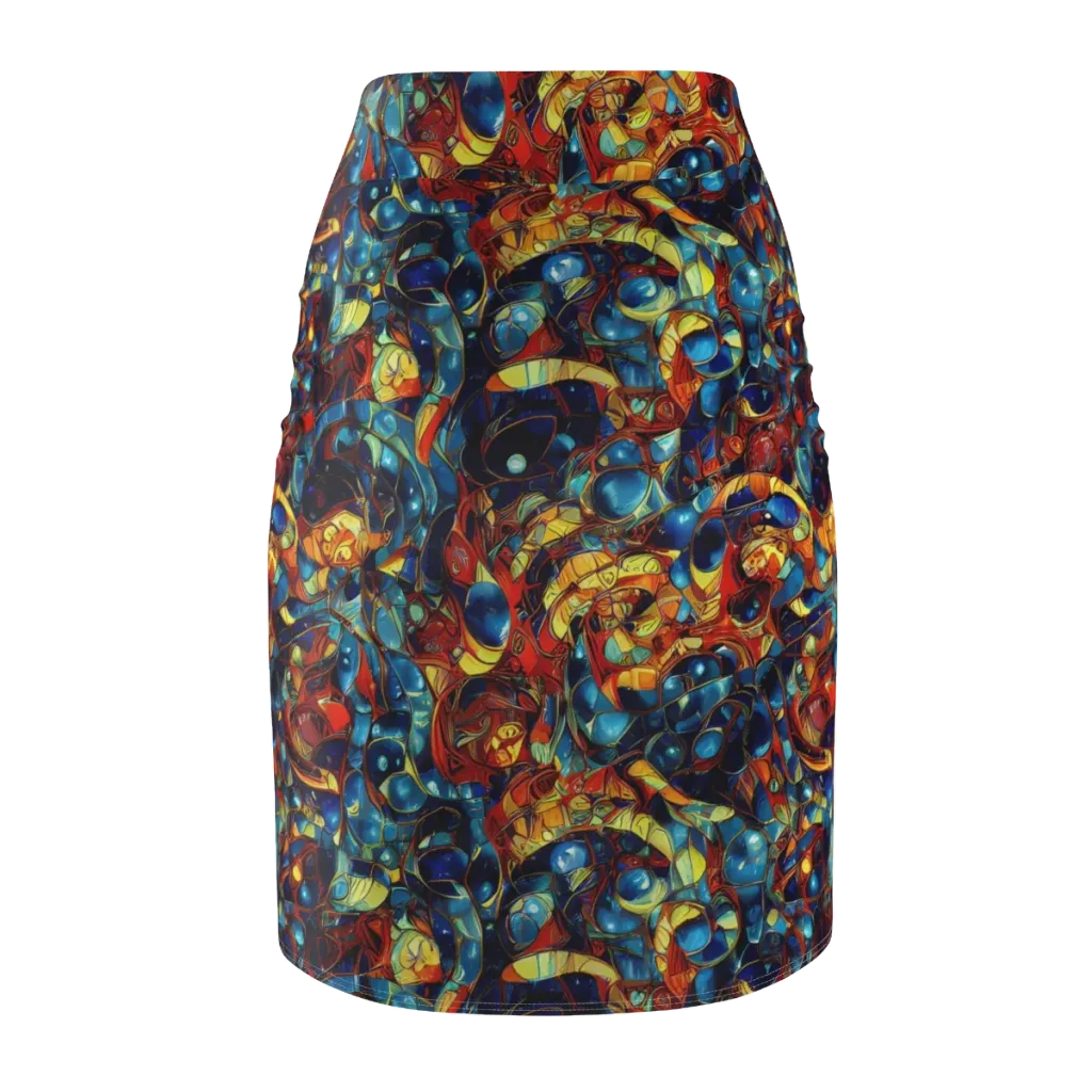 Sapphire Frenzy on Pencil Skirt — Back