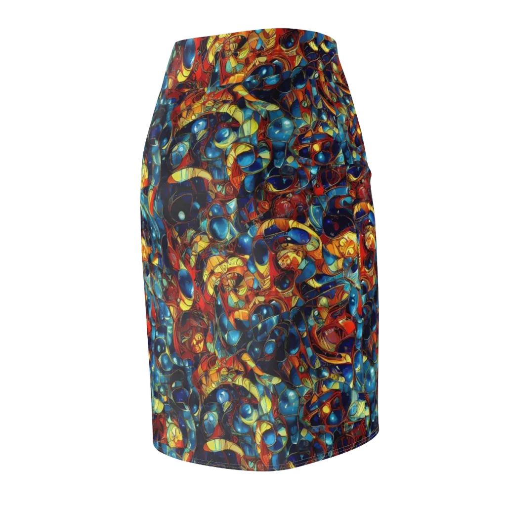 Sapphire Frenzy on Pencil Skirt — Back Side