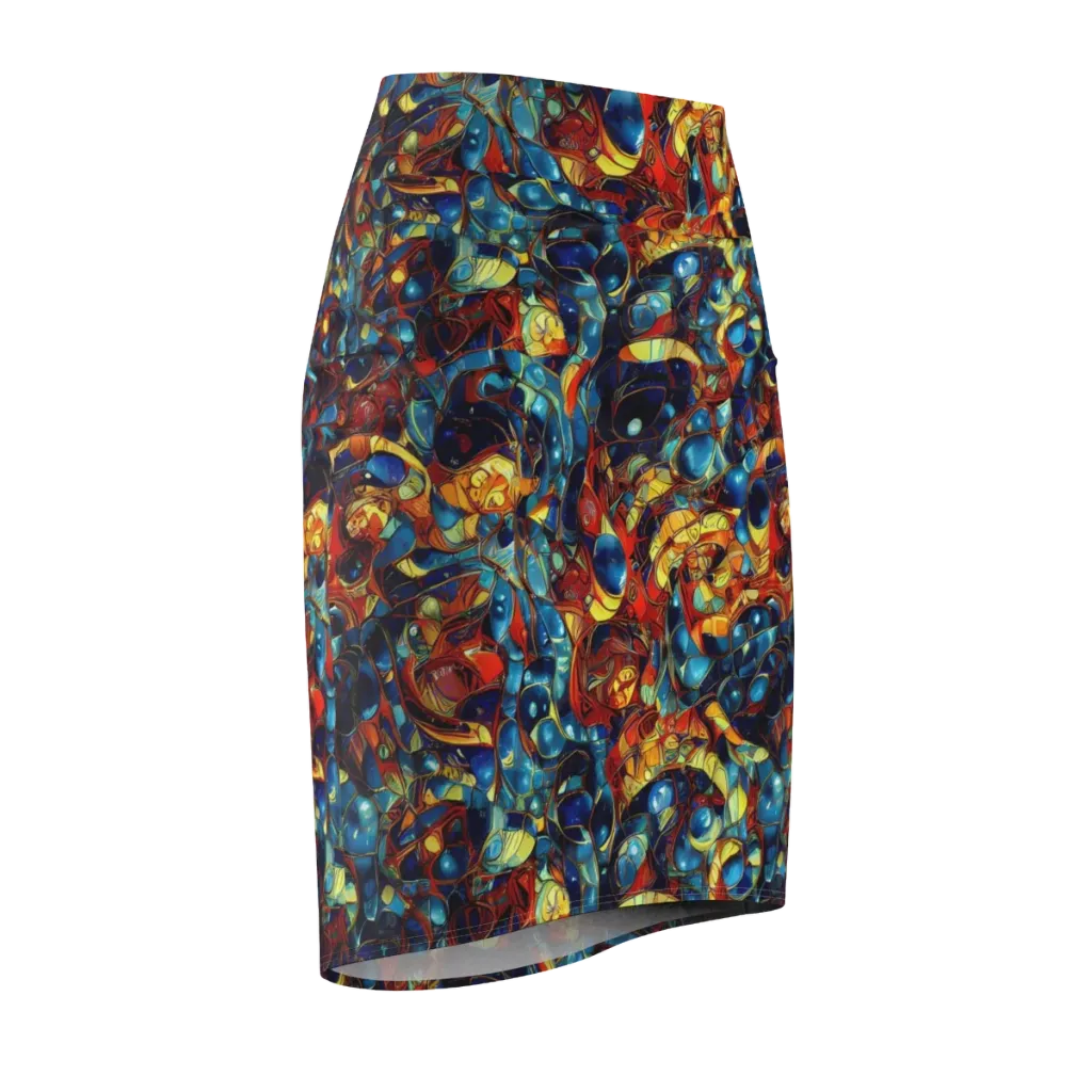 Sapphire Frenzy on Pencil Skirt — Front Side