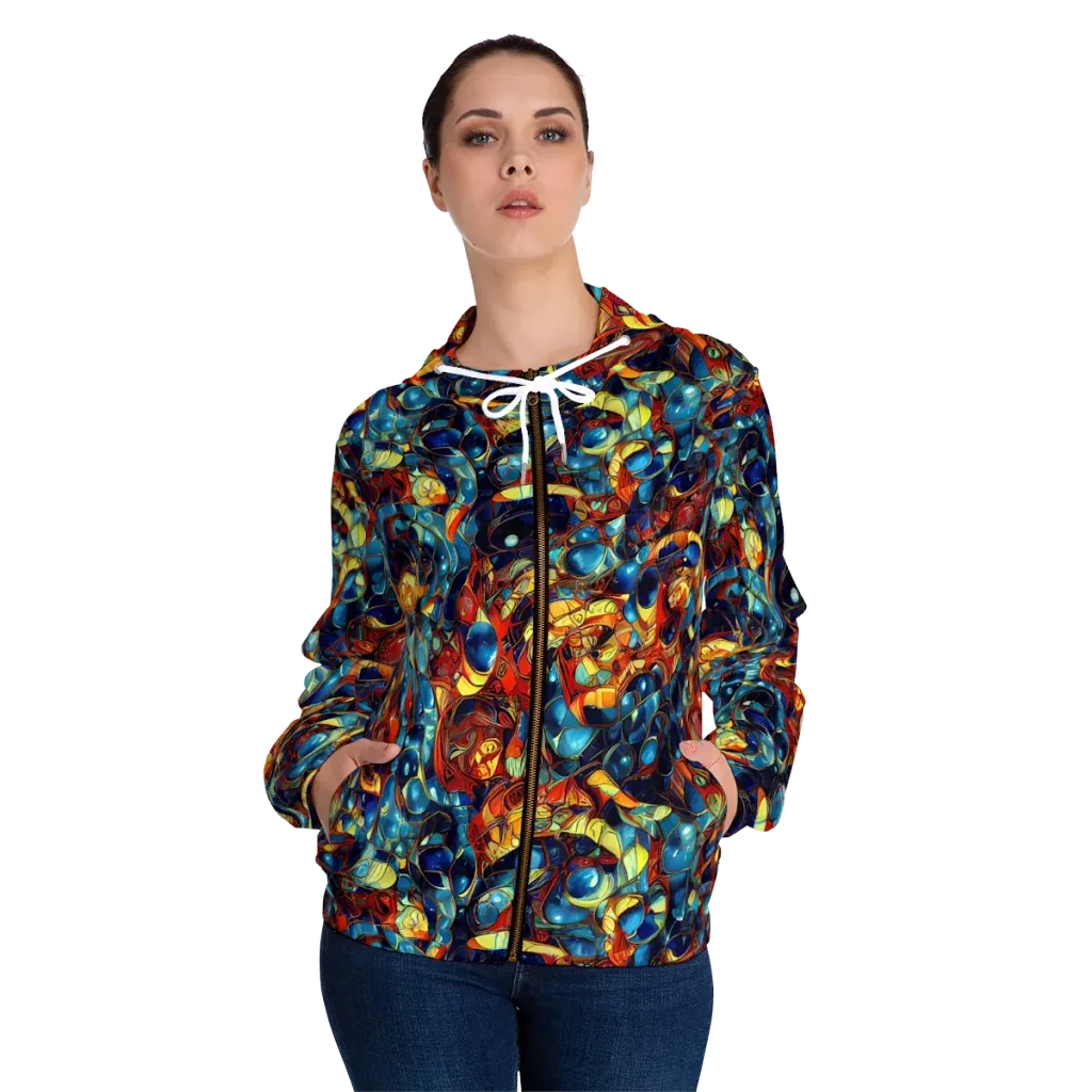 Sapphire Frenzy on Women's Full-Zip Hoodie — Front On Person