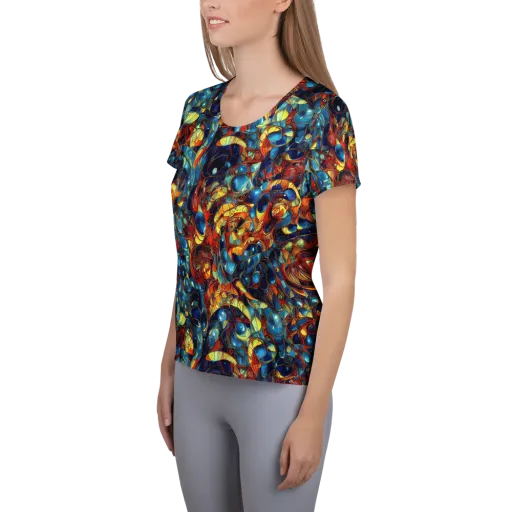 Sapphire Frenzy on a Women's Athletic T-Shirt