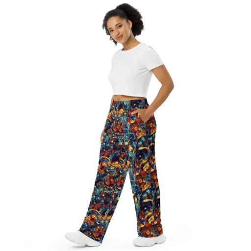 Sapphire Frenzy on a Wide-Leg Pants