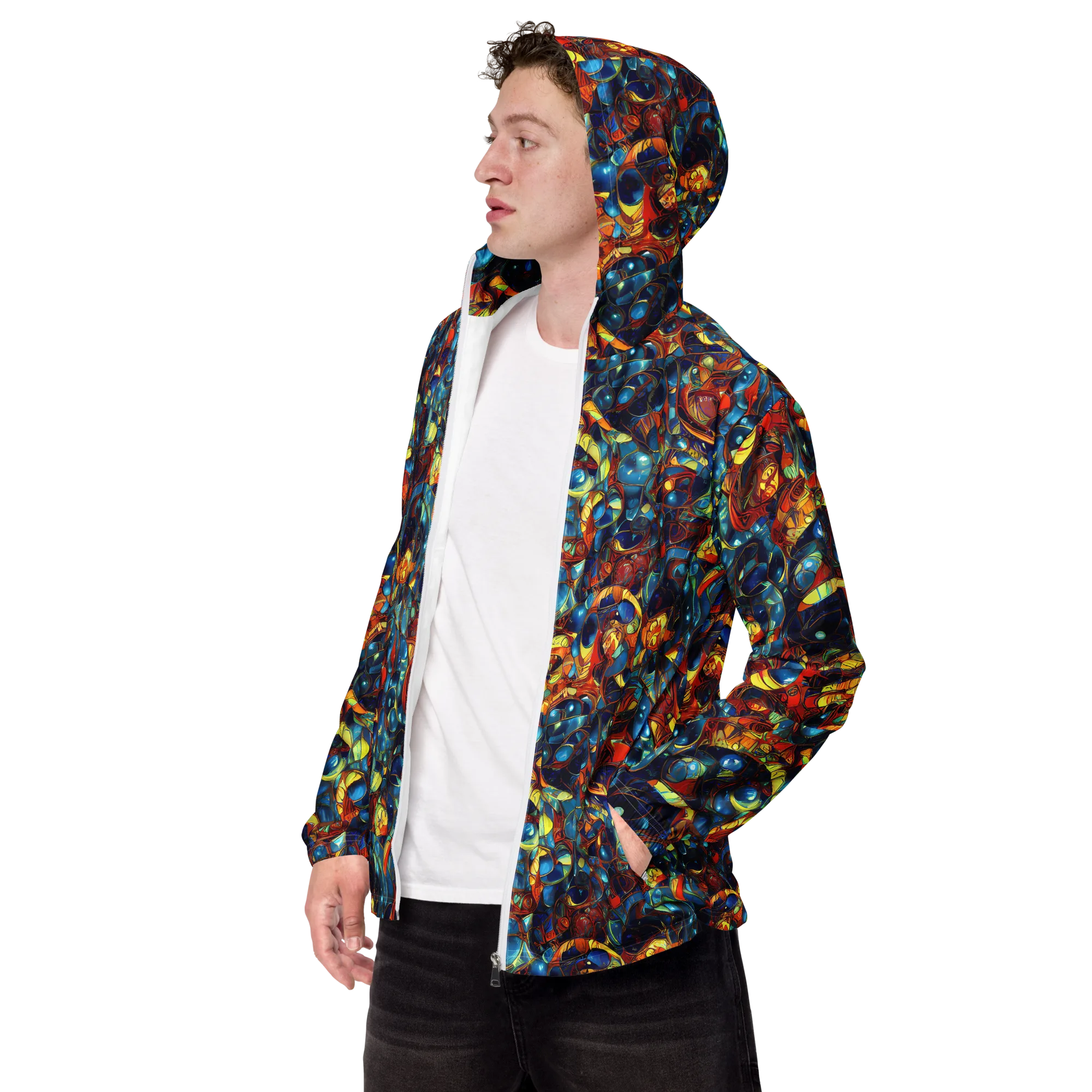 Sapphire Frenzy on Men's Windbreaker — Left Front
