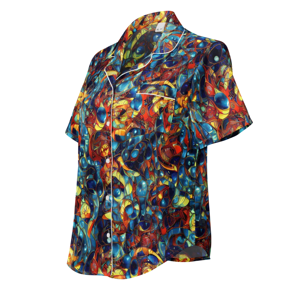 Sapphire Frenzy on Women's Short Sleeve Pajama Top — Left Front