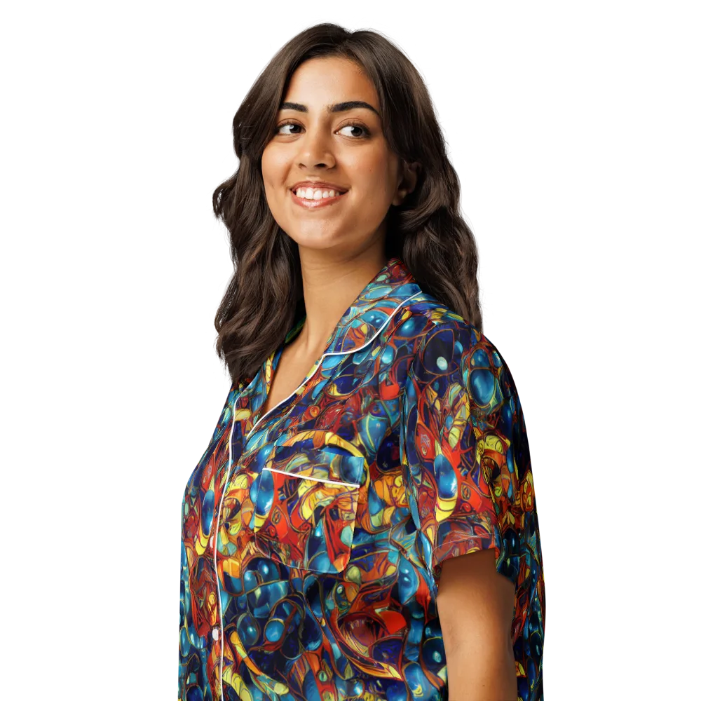 Sapphire Frenzy on Women's Short Sleeve Pajama Top — Left Front