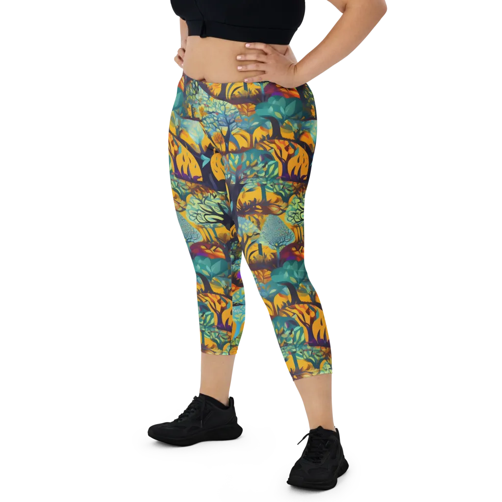Saffron Canopy on Capri Leggings — Front