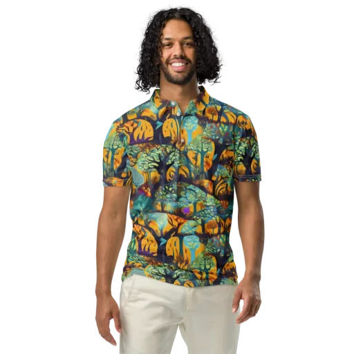 Saffron Canopy on a Men's Slim Fit Polo Shirt