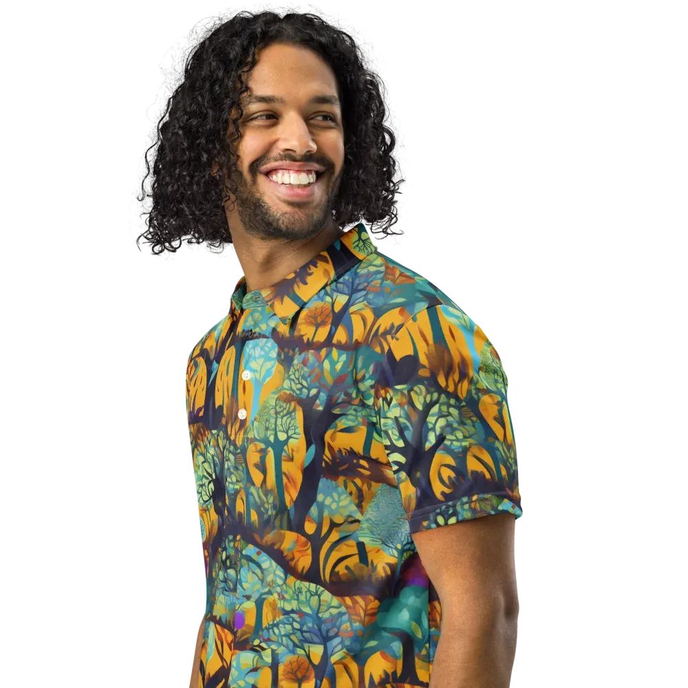 Saffron Canopy on Men's Slim Fit Polo Shirt — Left Front