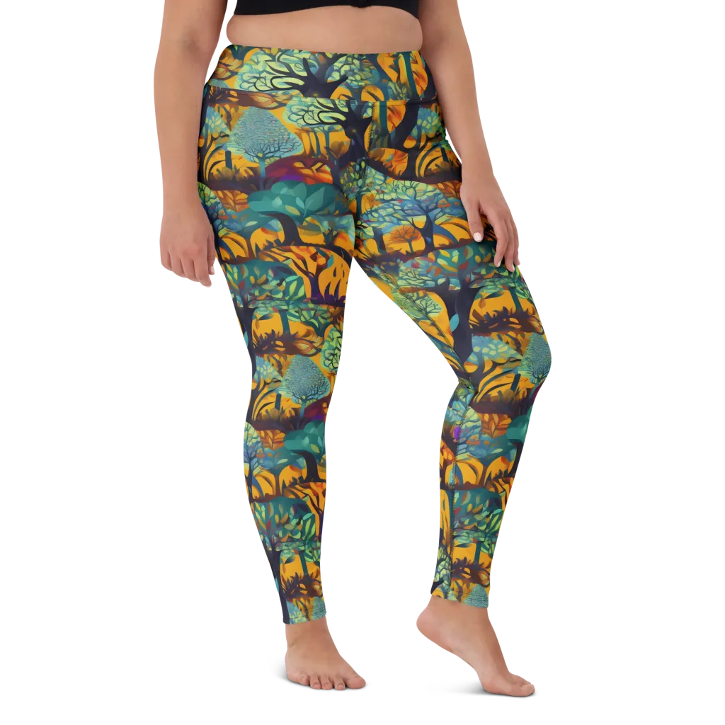 Saffron Canopy on Yoga Leggings — Front