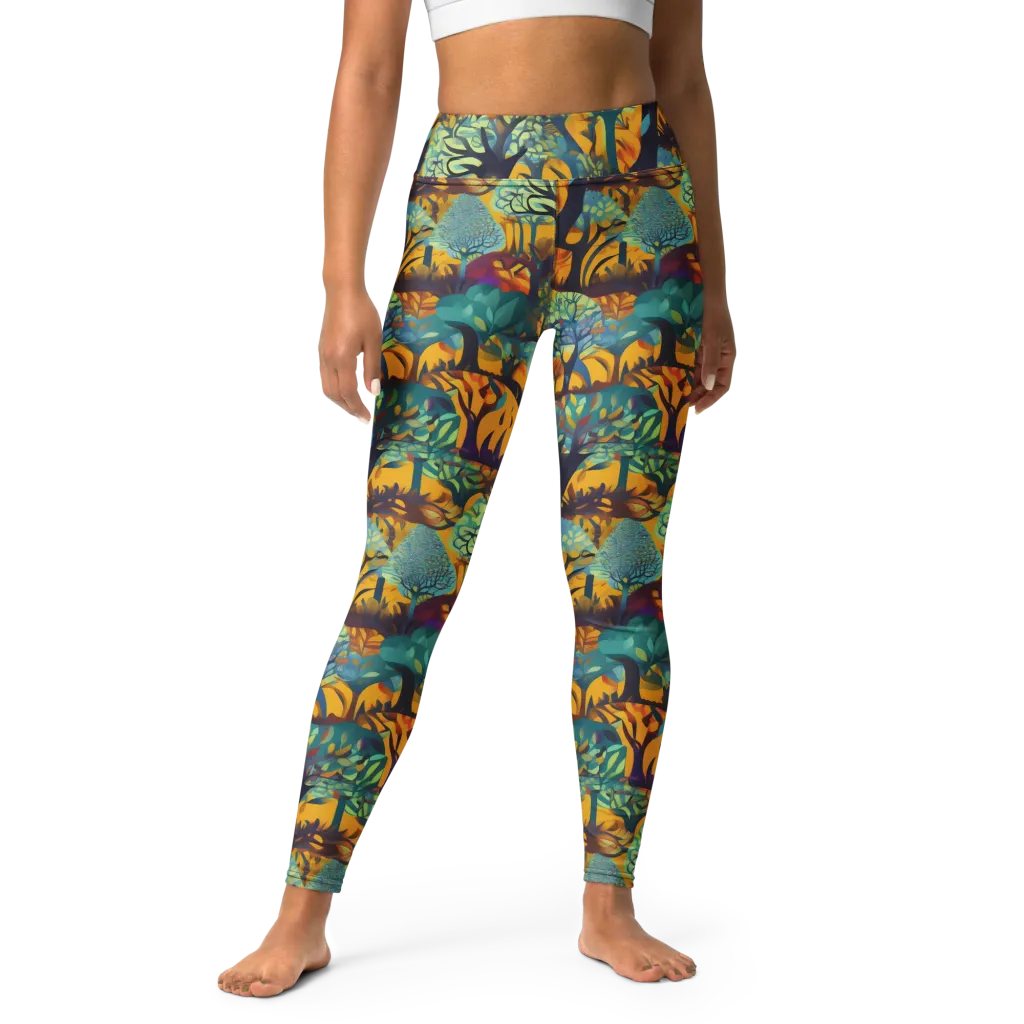 Saffron Canopy on Yoga Leggings — Front