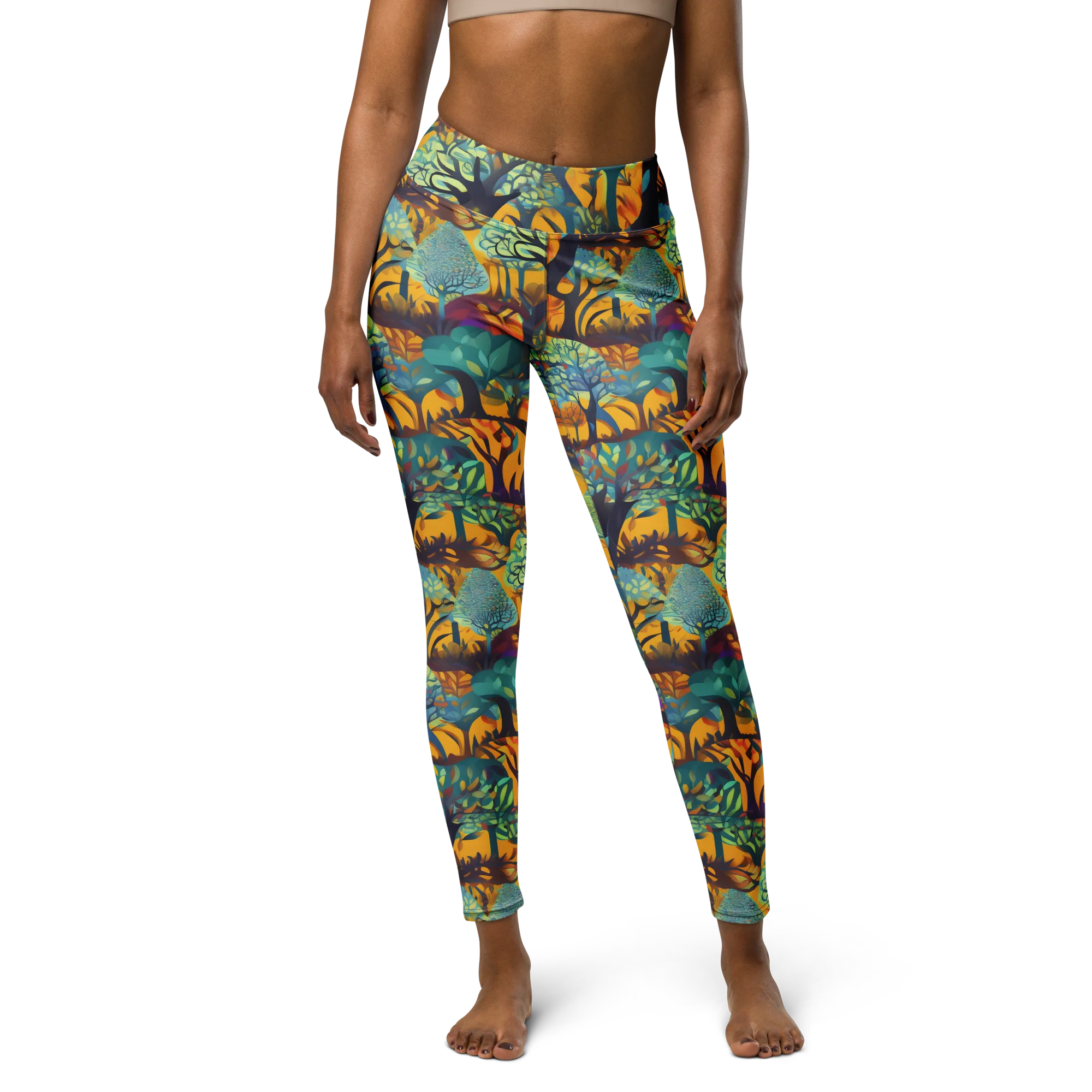Saffron Canopy on Yoga Leggings — Front