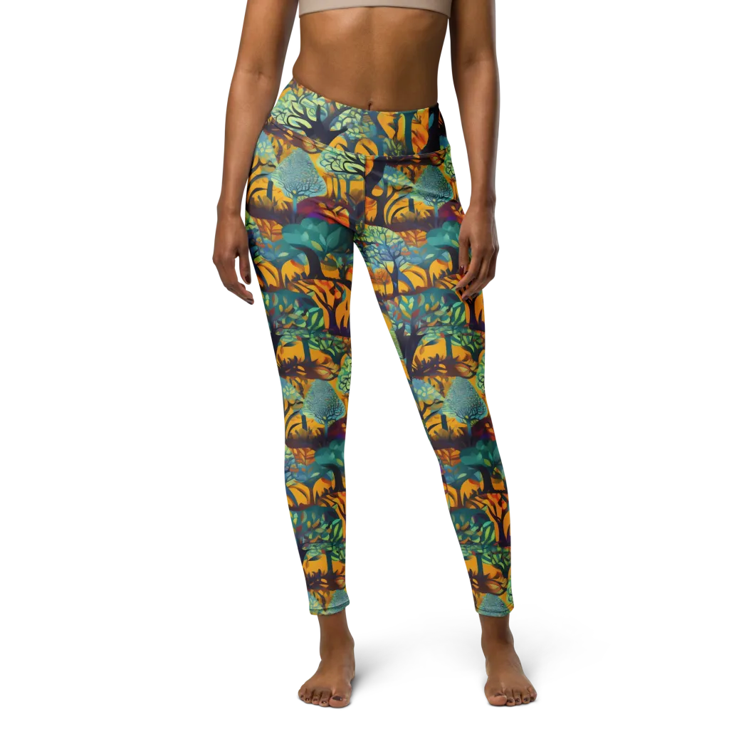 Saffron Canopy on Yoga Leggings — Front