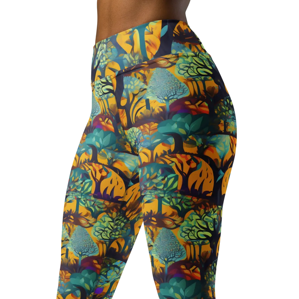 Saffron Canopy on Yoga Leggings — Left Front